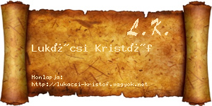 Lukácsi Kristóf névjegykártya